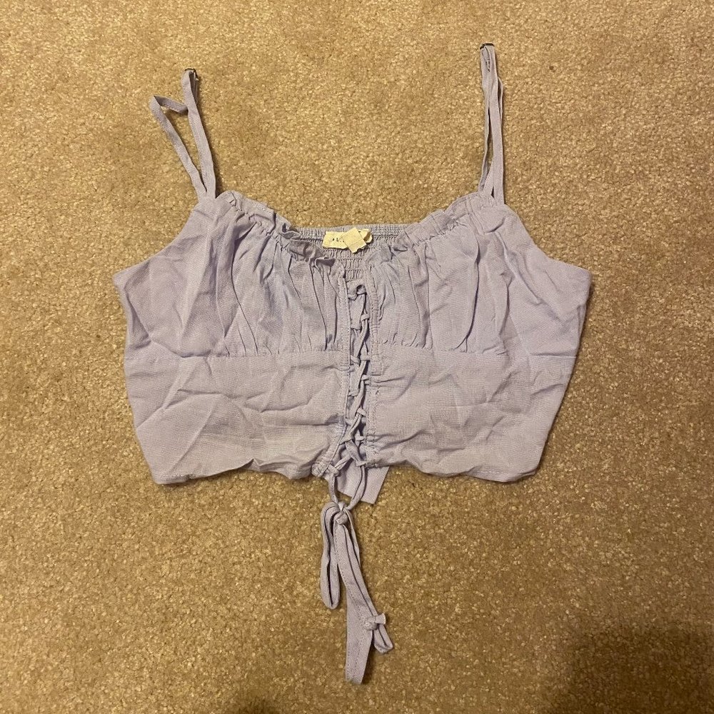 LA Hearts Lace-Up Corset Tank Top Purple Size S